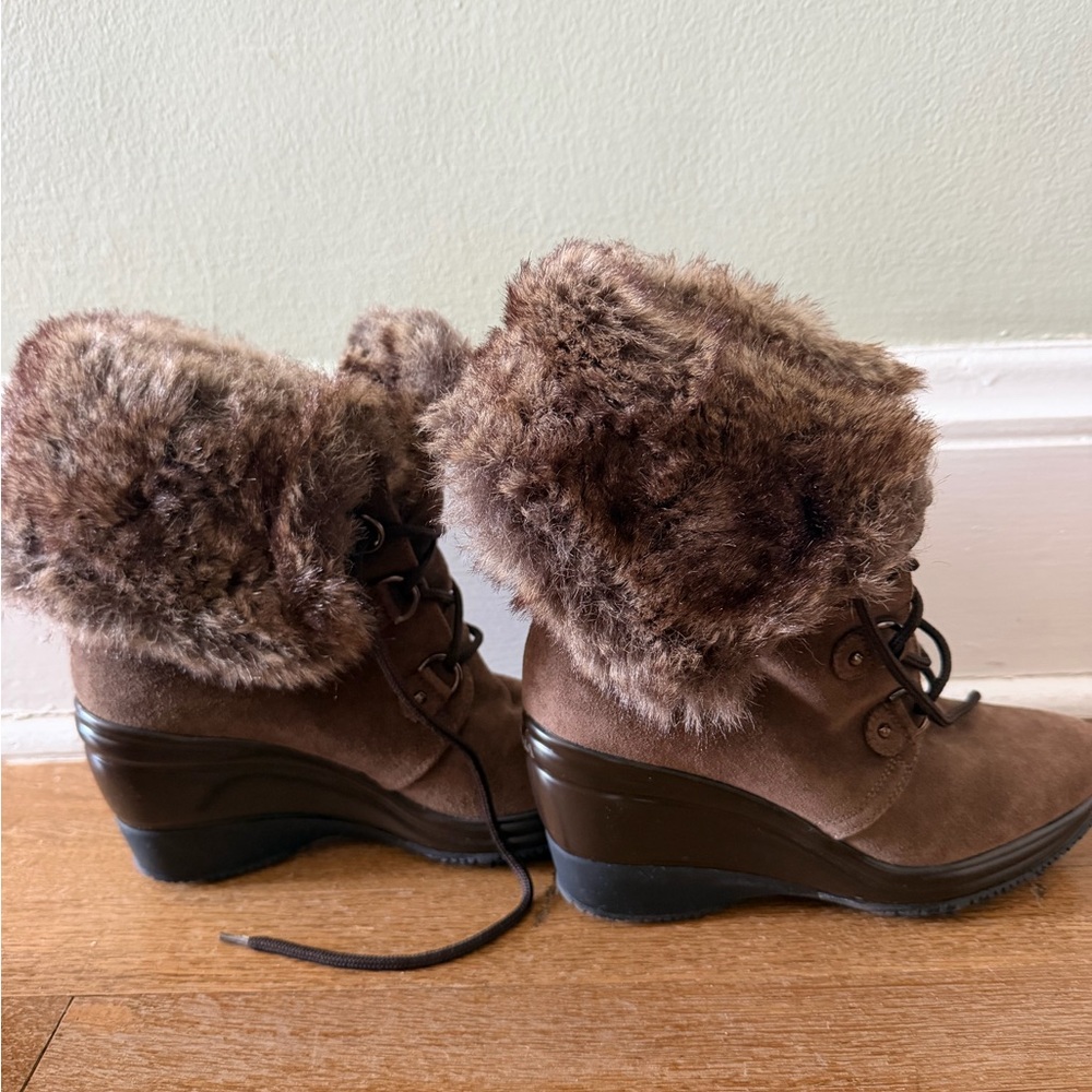 Aquatalia Brown Faux Fur Lined Women's Boots